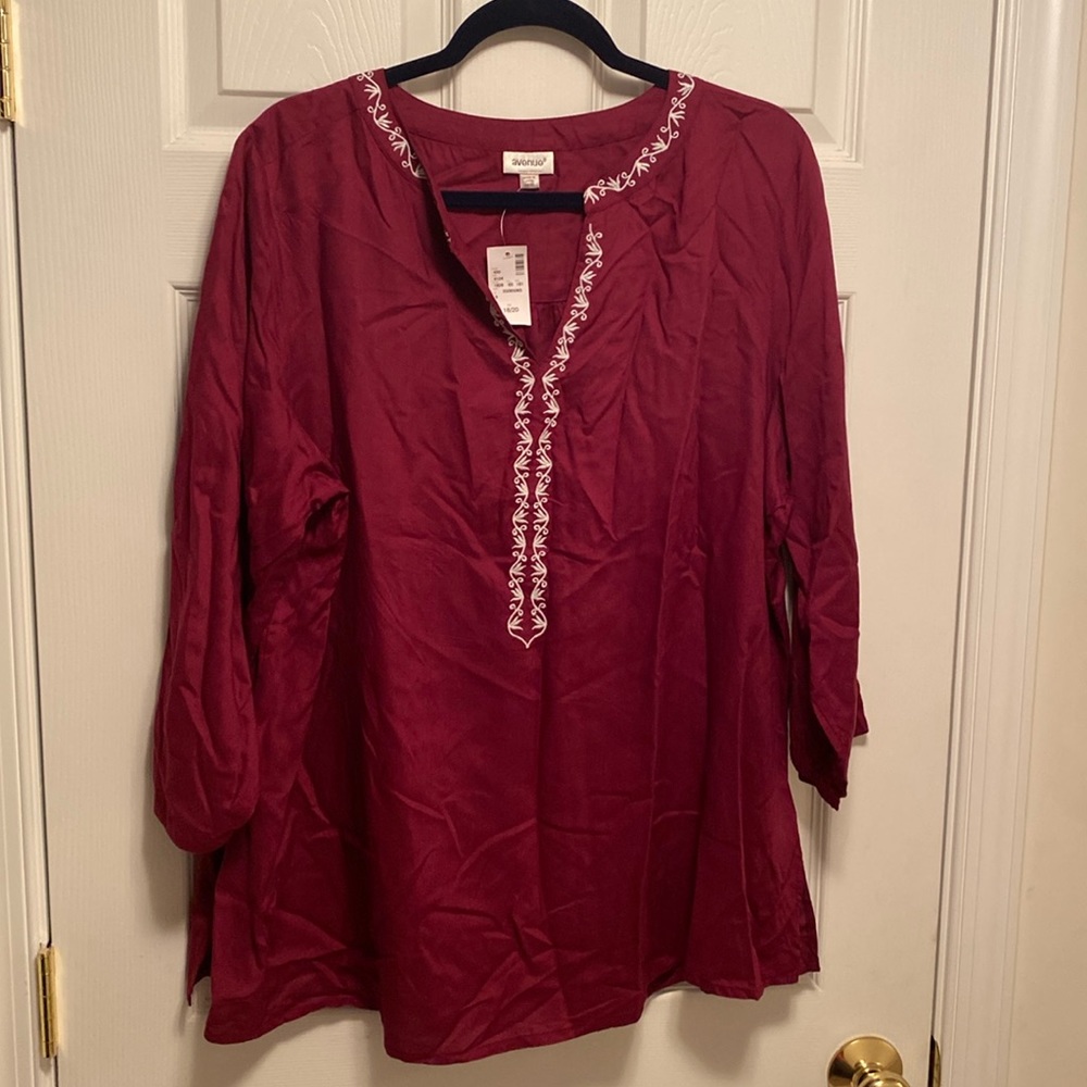 Brand New Avenue Maroon 3/4 Length Sleeves Top…size 18/20 - Picture 1 of 5